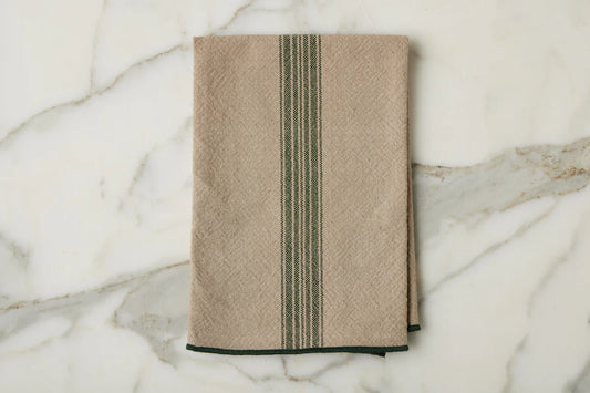 Dinner napkins in a spruce green stripe, set of four.