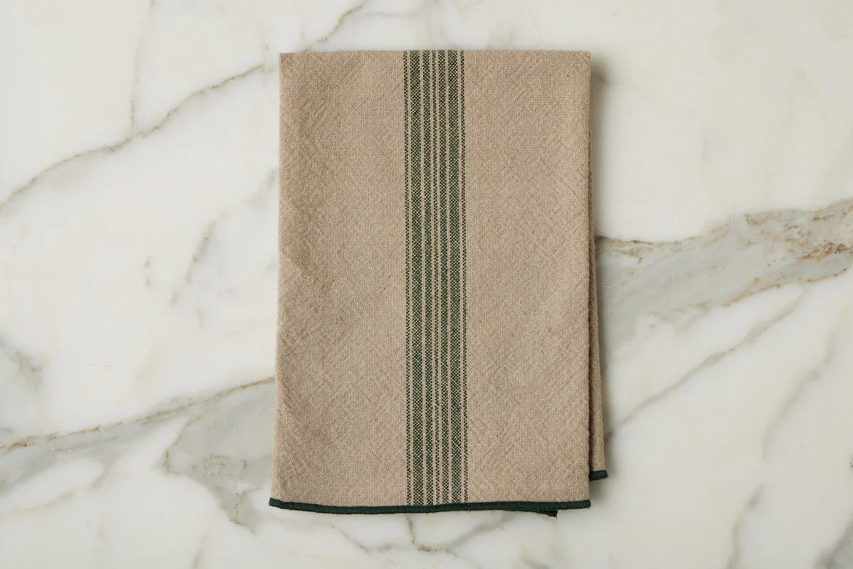 Dinner Napkins, Vintage Spruce Green Stripe, Set of 4