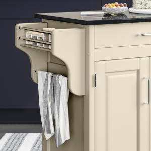 Create-A-Cart Off-White Kitchen Cart - Black Granite Top