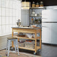 General Line Natural Kitchen Cart - Stainless Steel Top