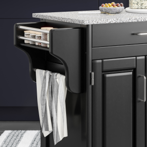 Create-A-Cart Black Kitchen Cart - Gray Granite Top