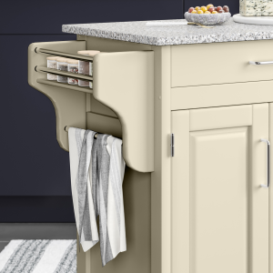 Create-A-Cart Off-White Kitchen Cart - Gray Granite Top