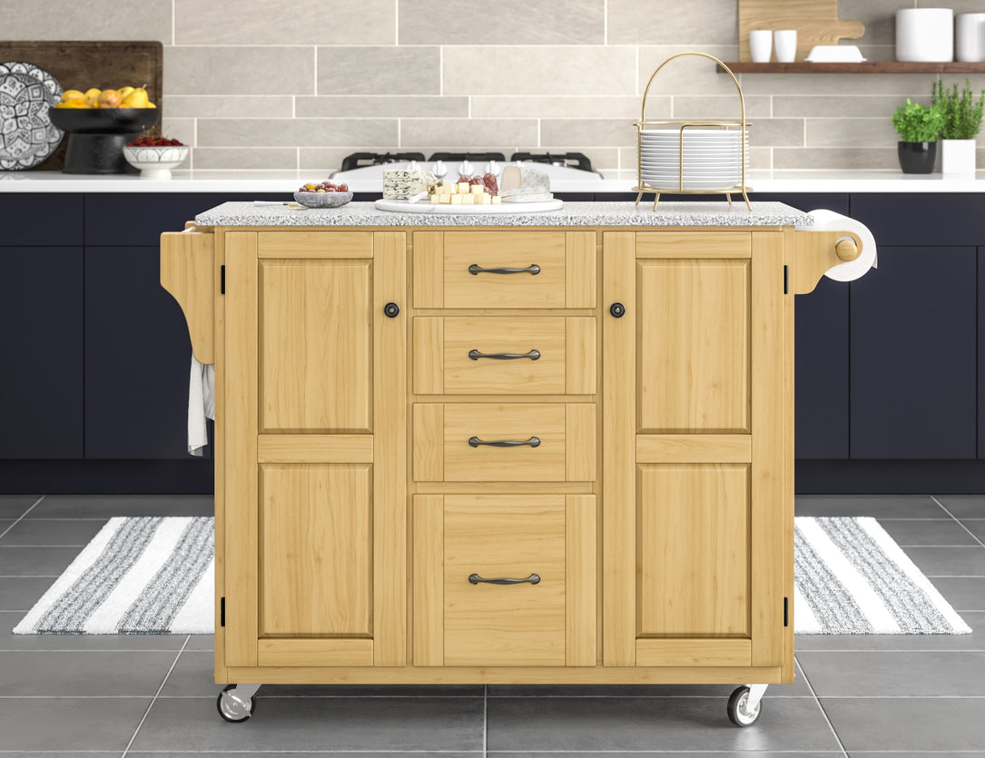 Create-A-Cart Natural Kitchen Cart II - Gray Granite Top