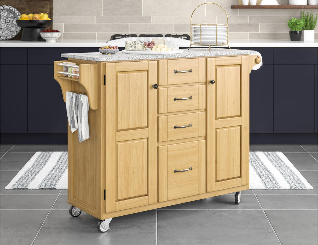 Create-A-Cart Natural Kitchen Cart II - Gray Granite Top