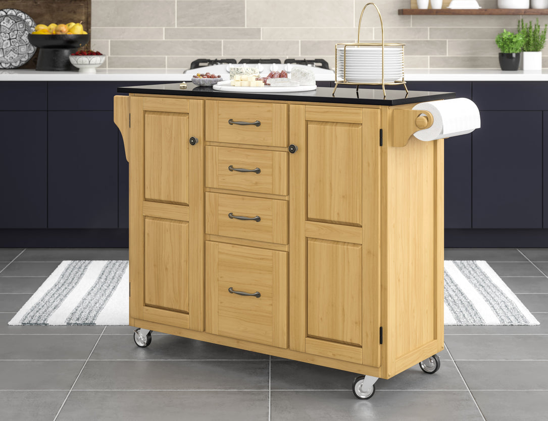 Create-A-Cart Natural Kitchen Cart II - Black Granite Top