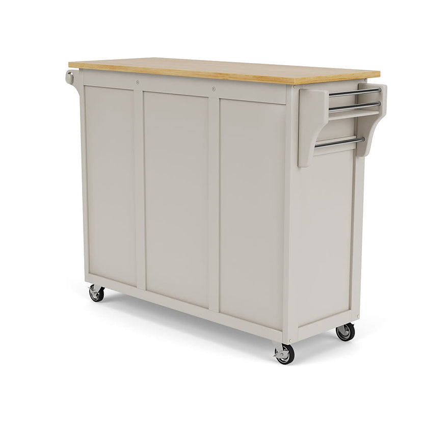 Create-A-Cart Off-White Kitchen Cart II - Natural Wood Top