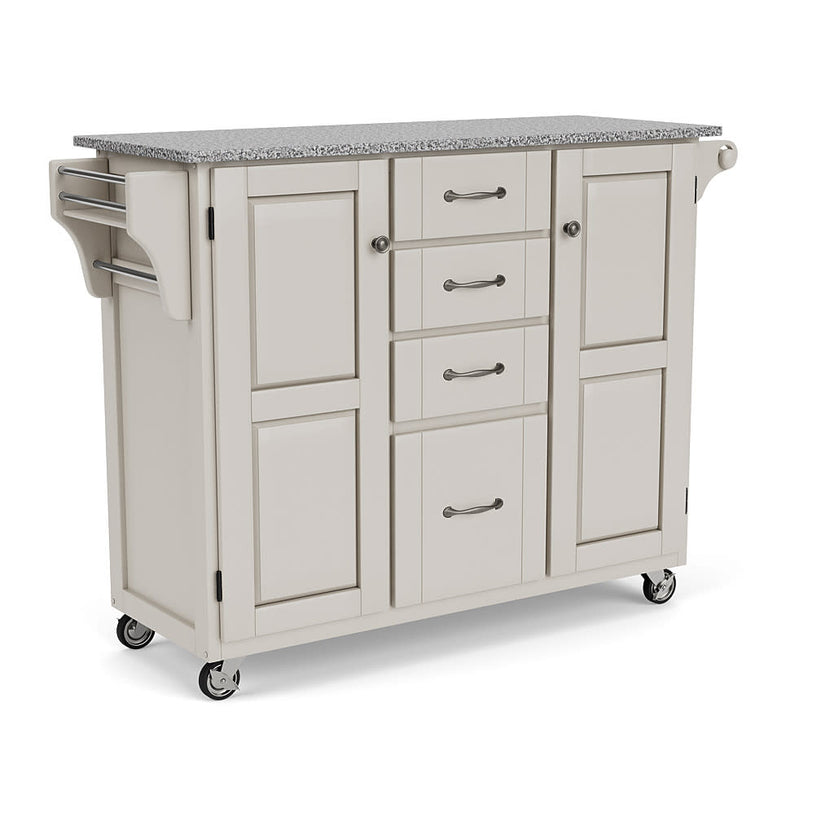 Create-A-Cart Off-White Kitchen Cart II - Gray Granite Top