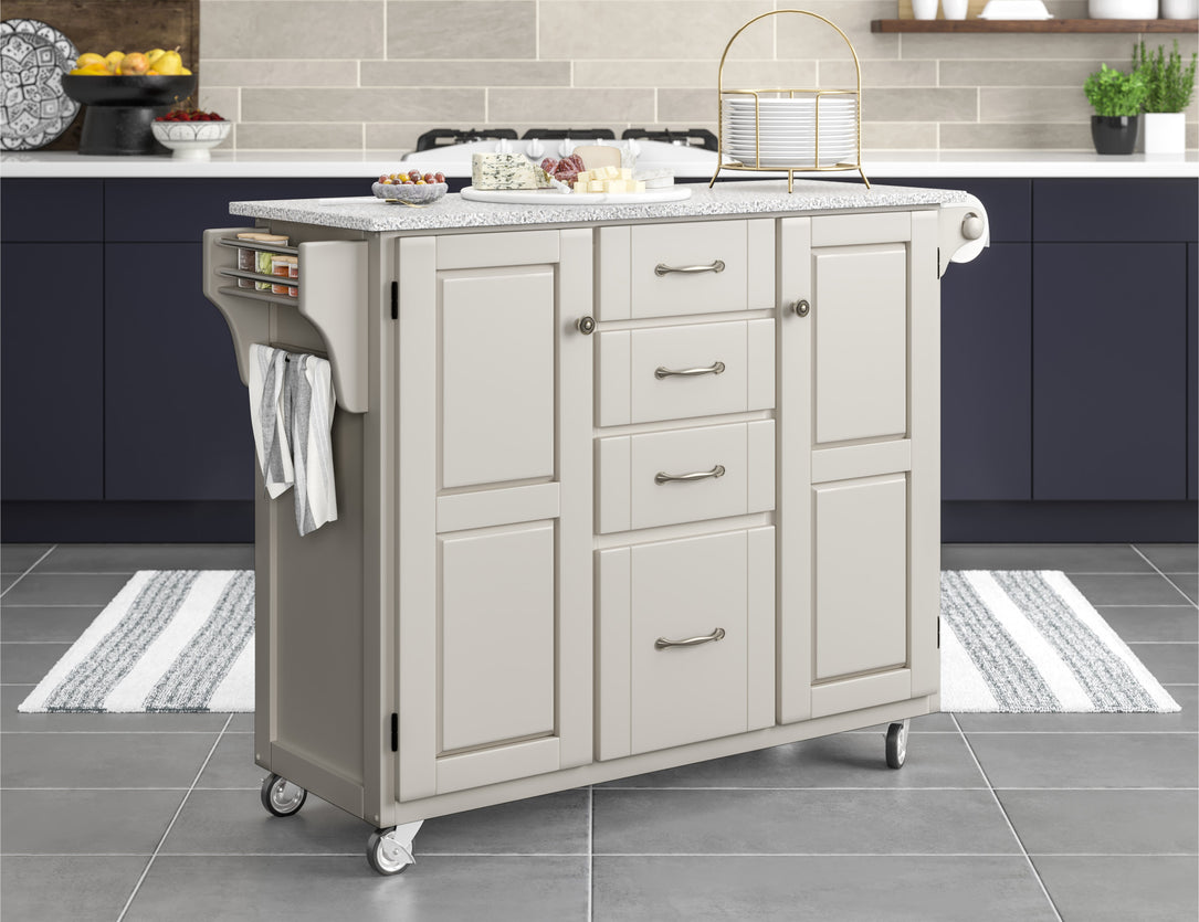 Create-A-Cart Off-White Kitchen Cart II - Gray Granite Top