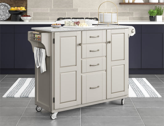 Create-A-Cart Off-White Kitchen Cart II - Gray Granite Top
