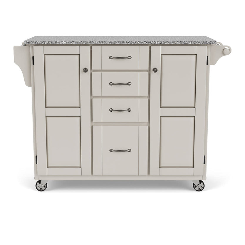 Create-A-Cart Off-White Kitchen Cart II - Gray Granite Top