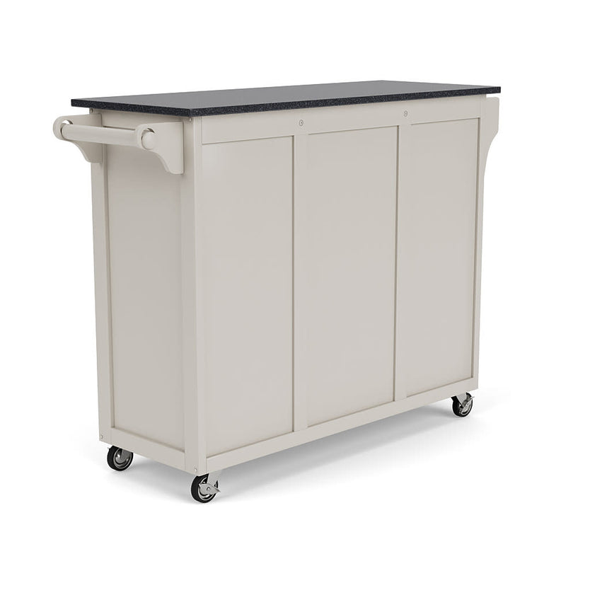 Create-A-Cart Off-White Kitchen Cart II - Black Ganite Top