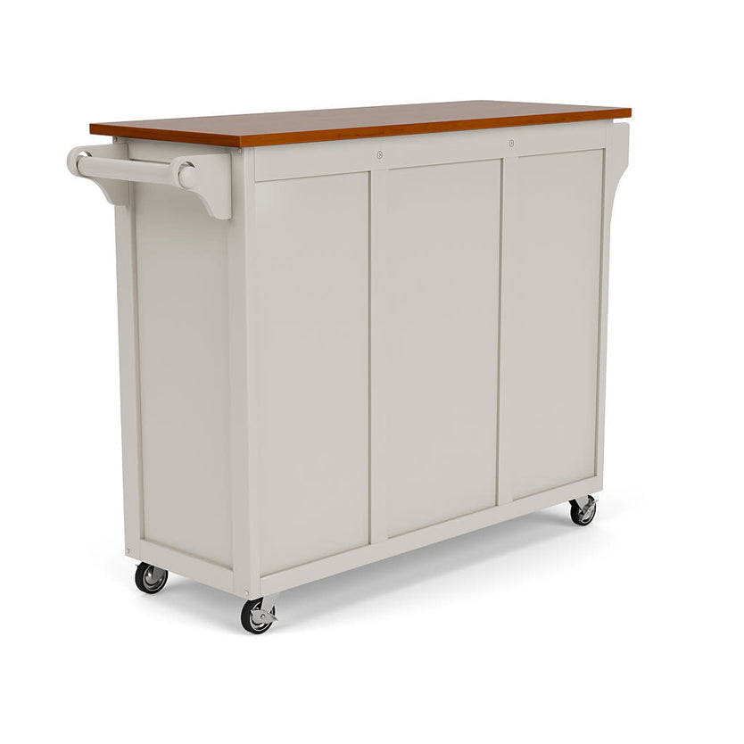 Create-A-Cart Off-White Kitchen Cart II - Brown Wood Top