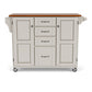Create-A-Cart Off-White Kitchen Cart II - Brown Wood Top