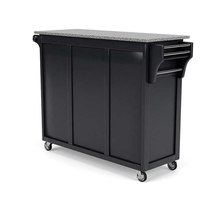 Create-A-Cart Black Kitchen Cart II - Gray Granite Top