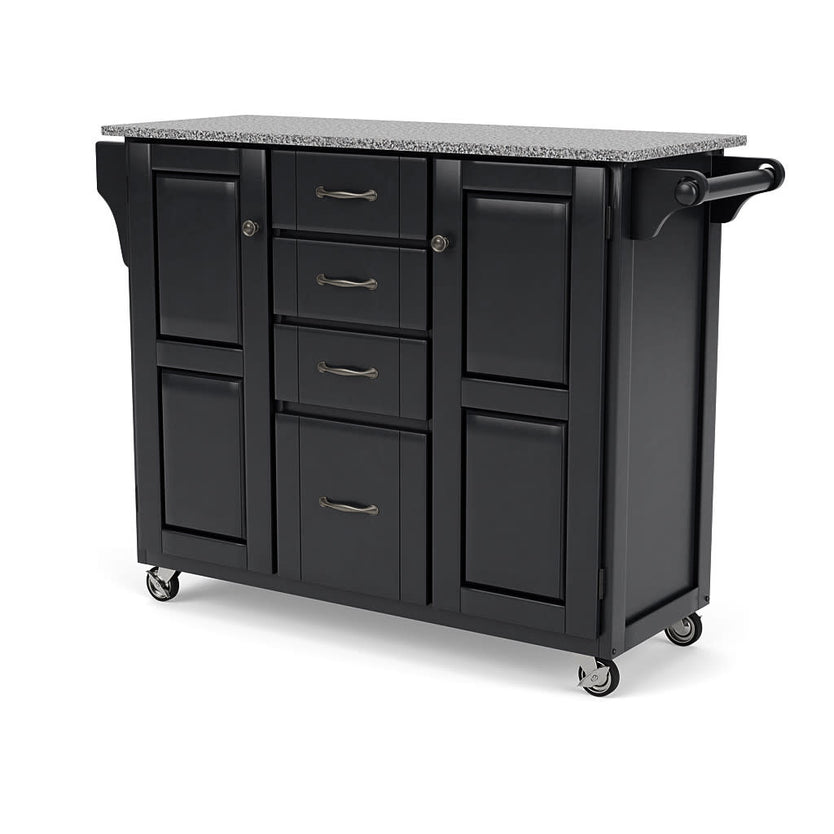 Create-A-Cart Black Kitchen Cart II - Gray Granite Top