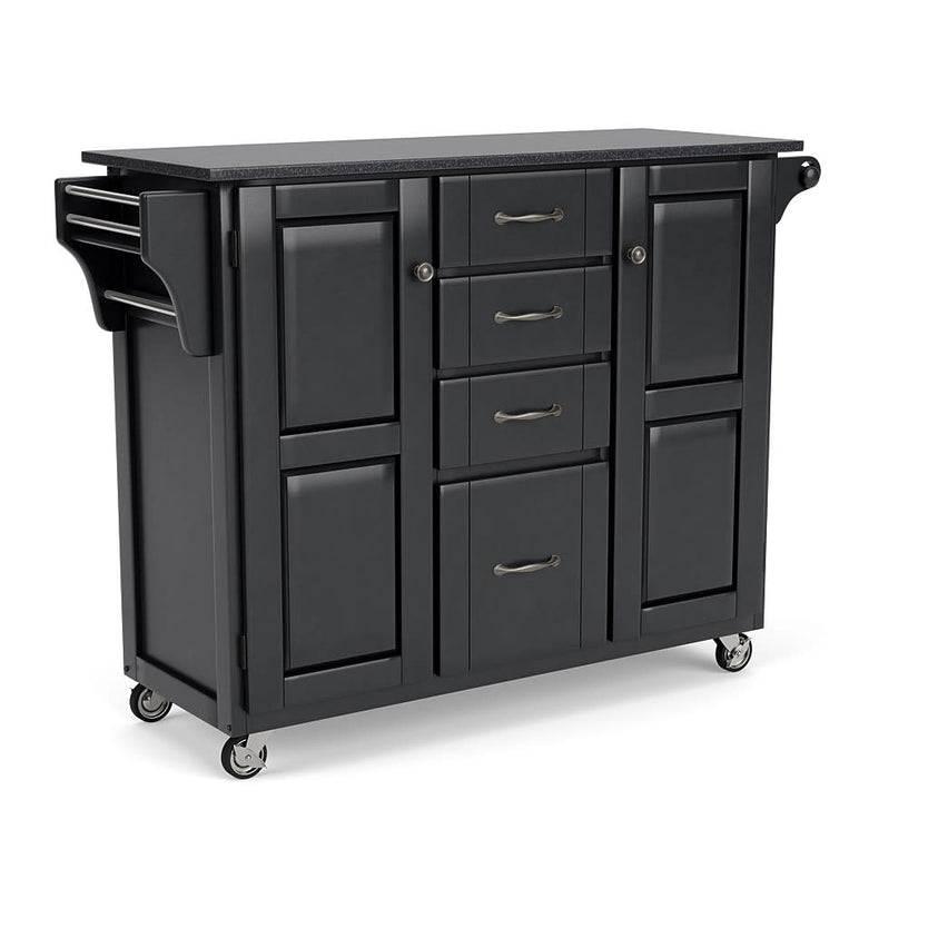 Create-A-Cart Black Kitchen Cart II - Black Granite Top