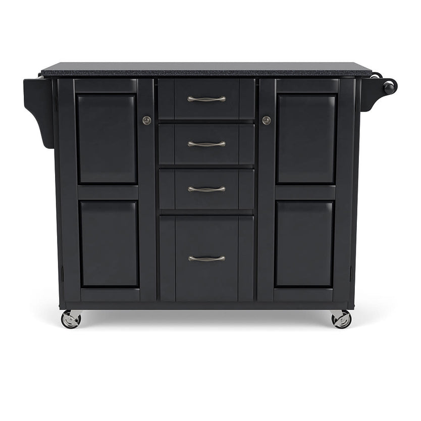 Create-A-Cart Black Kitchen Cart II - Black Granite Top