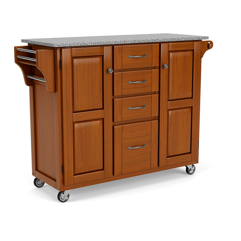 Create-A-Cart Brown Kitchen Cart III - Gray Granite Top