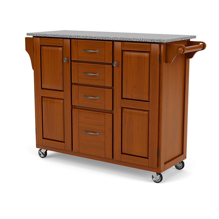 Create-A-Cart Brown Kitchen Cart III - Gray Granite Top