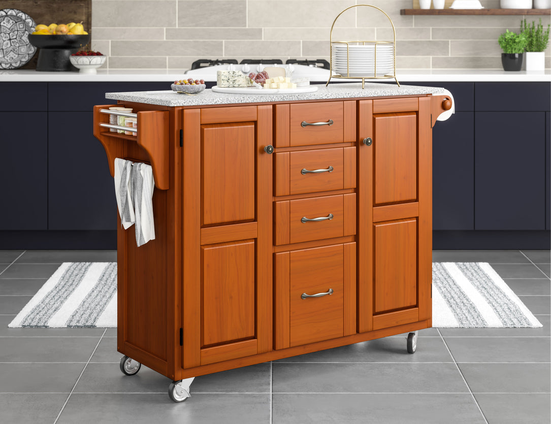 Create-A-Cart Brown Kitchen Cart III - Gray Granite Top