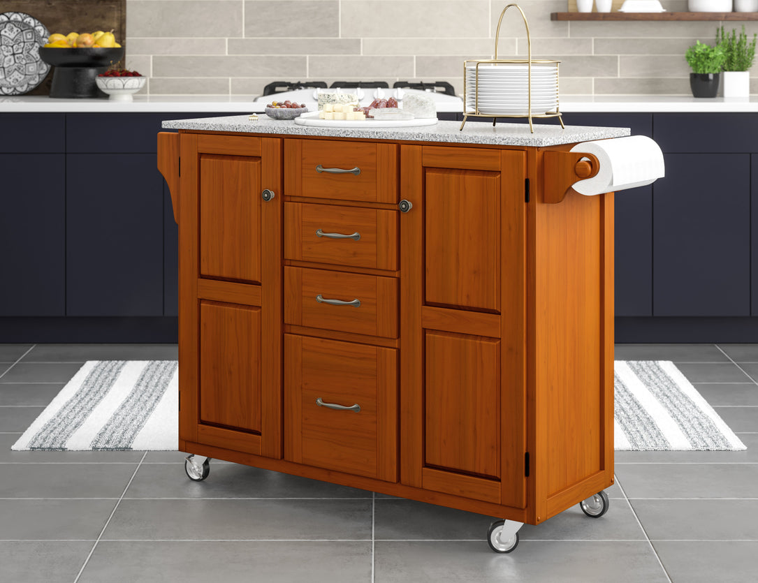 Create-A-Cart Brown Kitchen Cart III - Gray Granite Top