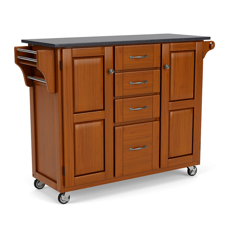 Create-A-Cart Brown Kitchen Cart III - Black Granite Top