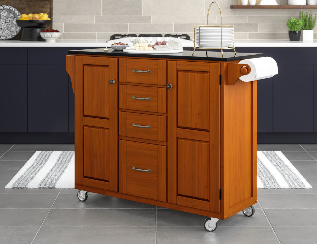 Create-A-Cart Brown Kitchen Cart III - Black Granite Top