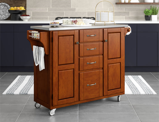Create-A-Cart Brown Kitchen Cart II - Stainless Steel Top