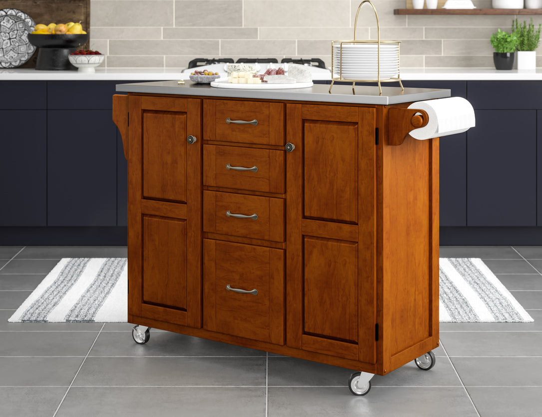 Create-A-Cart Brown Kitchen Cart II - Stainless Steel Top