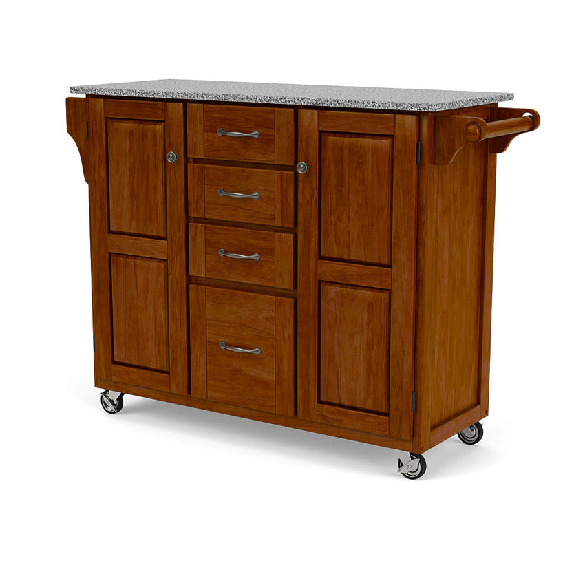 Create-A-Cart Brown Kitchen Cart II - Gray Granite Top