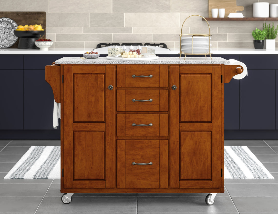 Create-A-Cart Brown Kitchen Cart II - Gray Granite Top