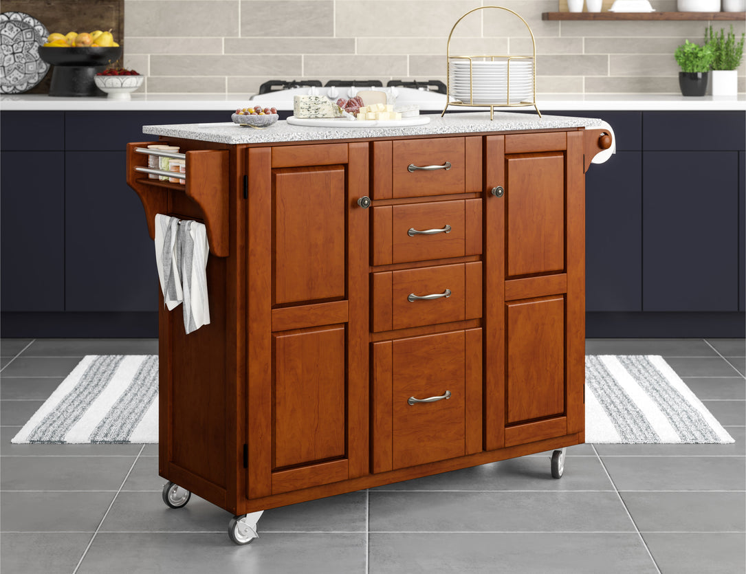 Create-A-Cart Brown Kitchen Cart II - Gray Granite Top