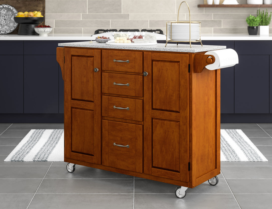 Create-A-Cart Brown Kitchen Cart II - Gray Granite Top