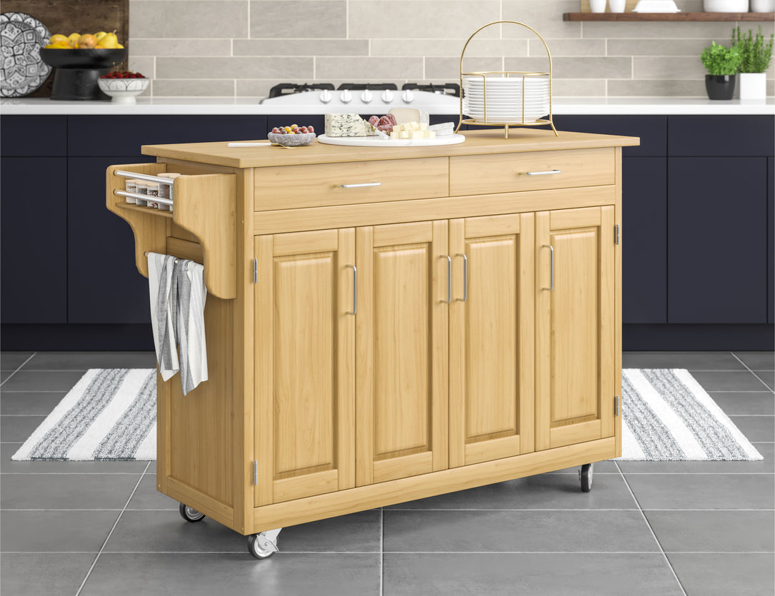 Create-A-Cart Natural Kitchen Cart - Natural Wood Top