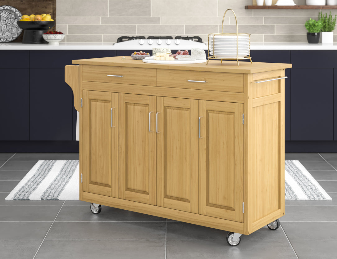 Create-A-Cart Natural Kitchen Cart - Natural Wood Top