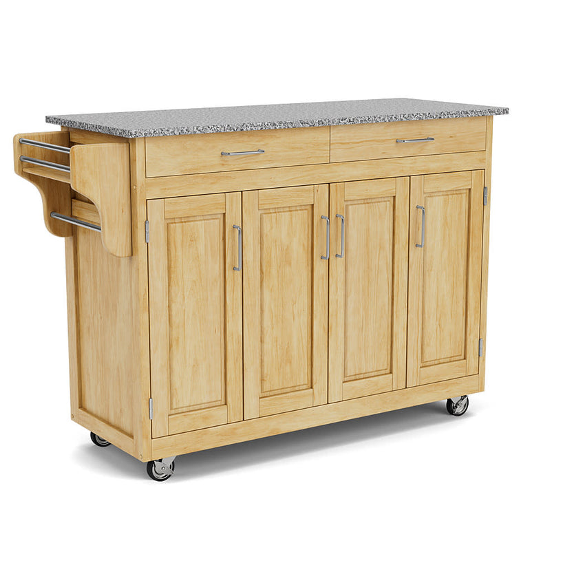 Create-A-Cart Natural Kitchen Cart - Gray Granite Top