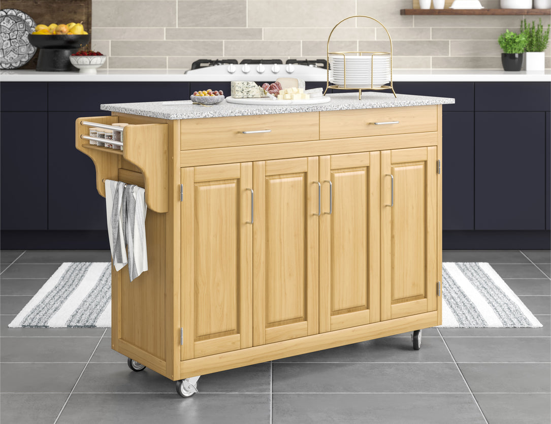 Create-A-Cart Natural Kitchen Cart - Gray Granite Top