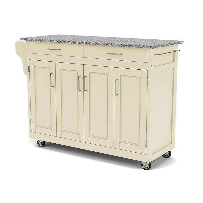 Create-A-Cart Off-White Kitchen Cart - Gray Granite Top