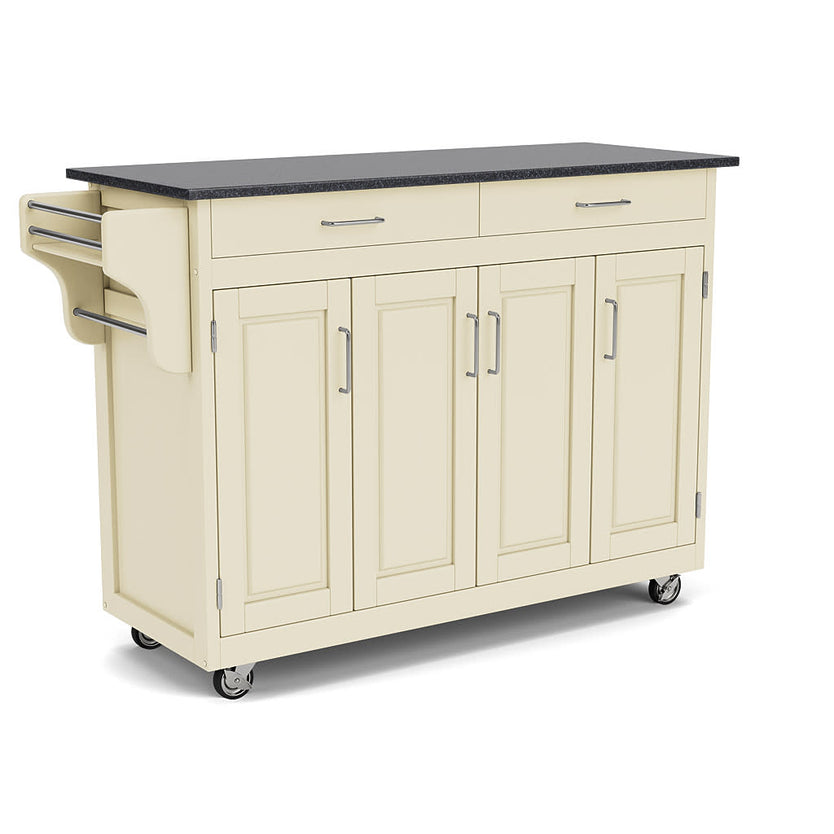 Create-A-Cart Off-White Kitchen Cart - Black Granite Top