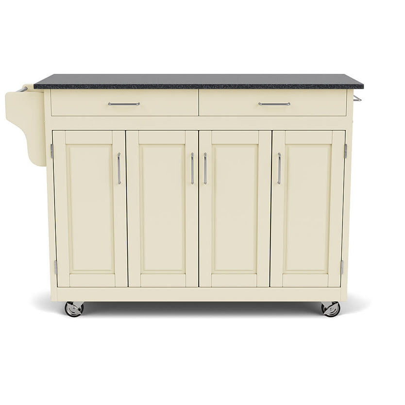 Create-A-Cart Off-White Kitchen Cart - Black Granite Top