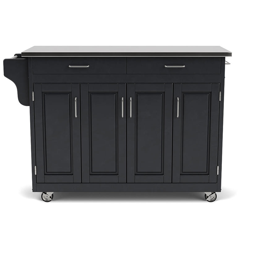 Create-A-Cart Black Kitchen Cart - Stainless Steel Top