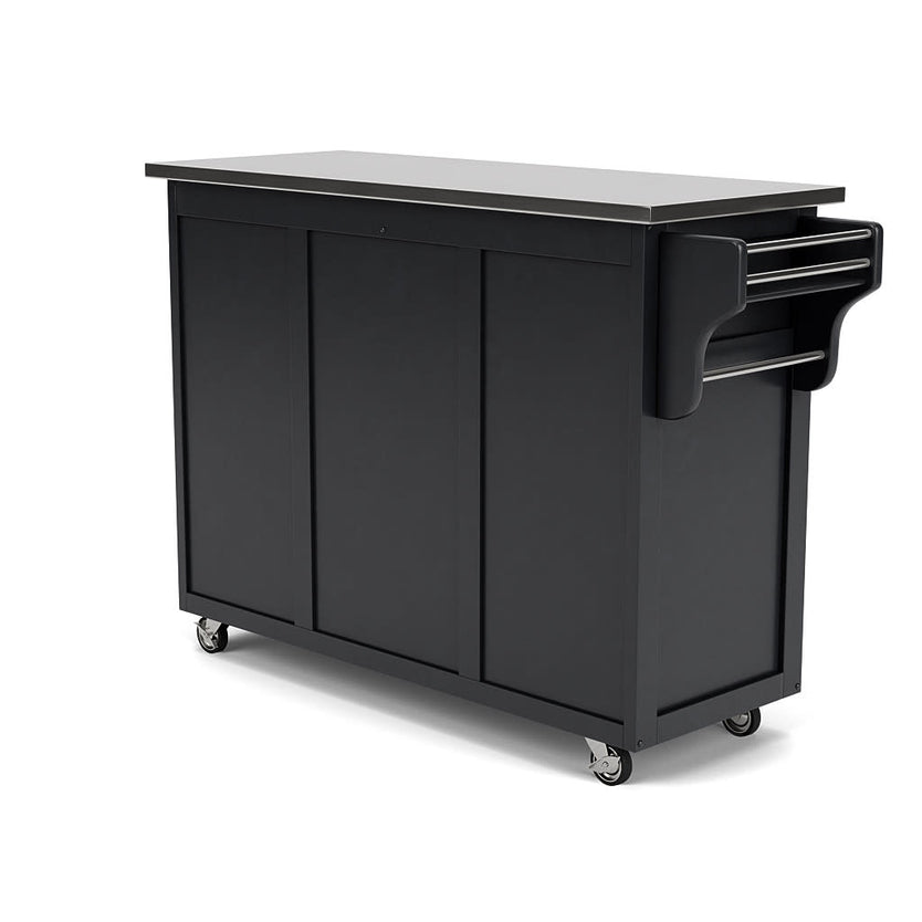 Create-A-Cart Black Kitchen Cart - Stainless Steel Top
