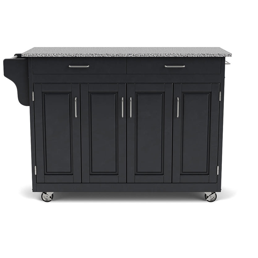 Create-A-Cart Black Kitchen Cart - Gray Granite Top