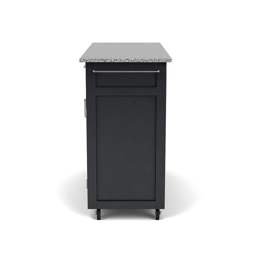 Create-A-Cart Black Kitchen Cart - Gray Granite Top