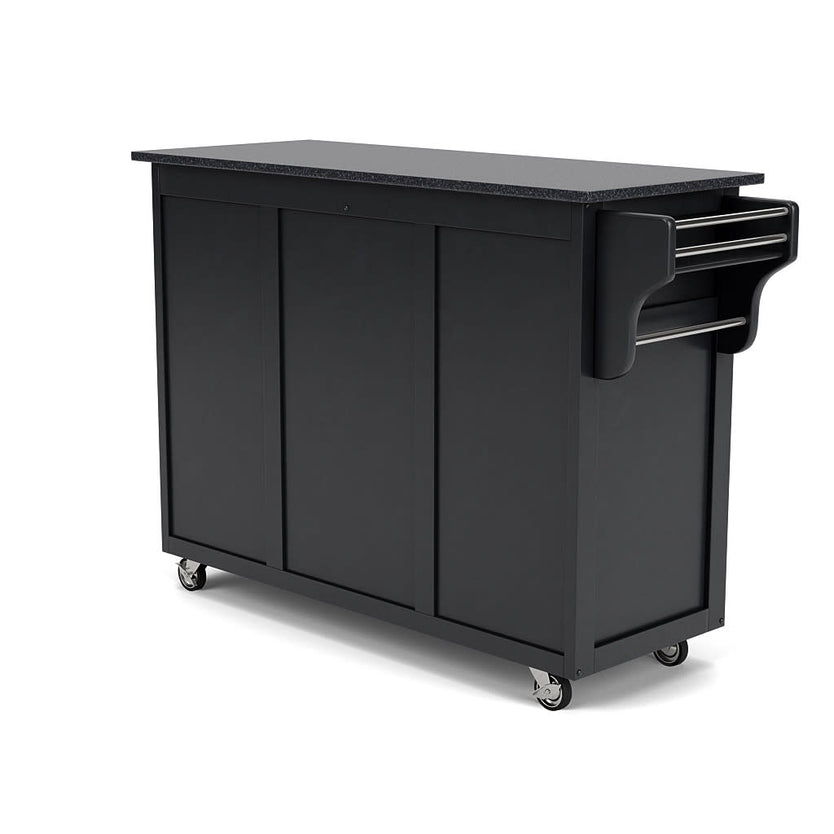 Create-A-Cart Black Kitchen Cart - Black Granite Top