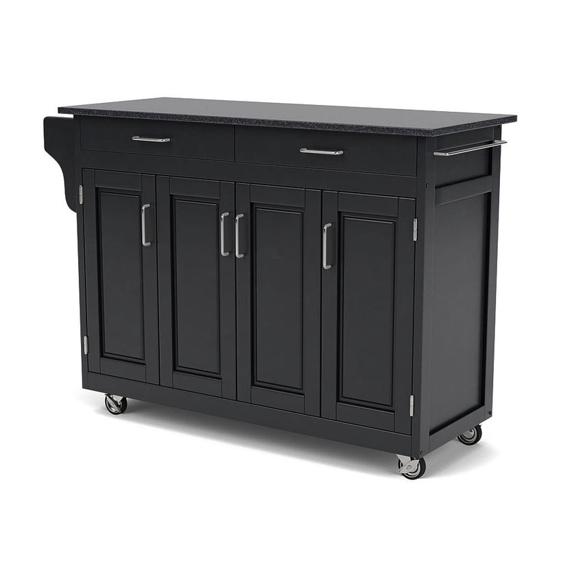 Create-A-Cart Black Kitchen Cart - Black Granite Top