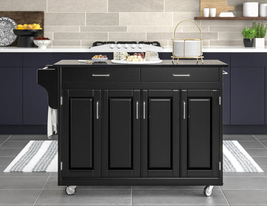 Create-A-Cart Black Kitchen Cart - Black Granite Top