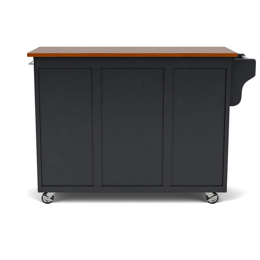 Create-A-Cart Black Kitchen Cart - Brown Wood Top