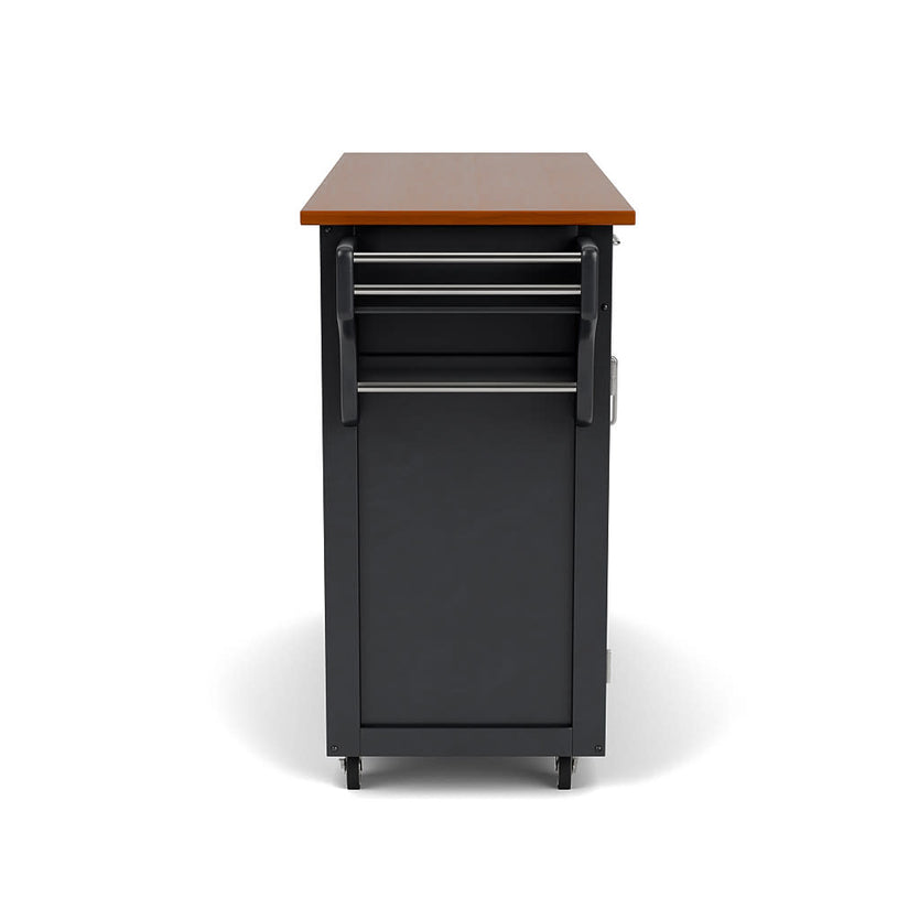 Create-A-Cart Black Kitchen Cart - Brown Wood Top