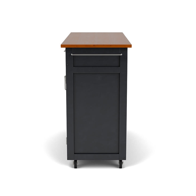 Create-A-Cart Black Kitchen Cart - Brown Wood Top